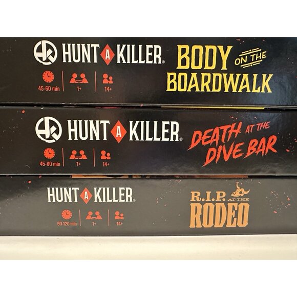 3 COMPLETE Hunt A Killer Murder Mystery Games Boardwalk DiveBar Rodeo Date Night - Picture 1 of 4